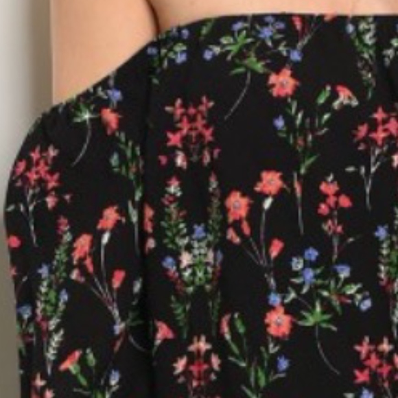 SEXY & FLIRTY FLORAL PRINT BLACK OFF SHOULDER TOP - Picture 4 of 4